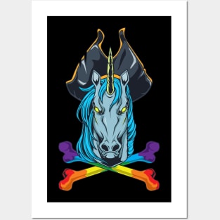 Rainbow Bones - Pirate Unicorn Posters and Art